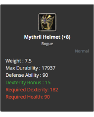 mythril helmet+5 Reb - mythril gauntlet +5 Reb