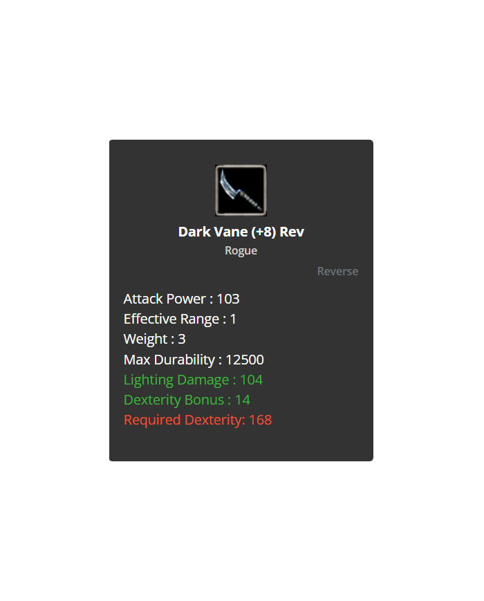 dark vane +8 rebirt