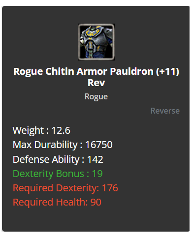 iron bow +9 chitin set +9 draki s.a İmir  elf belt 2 